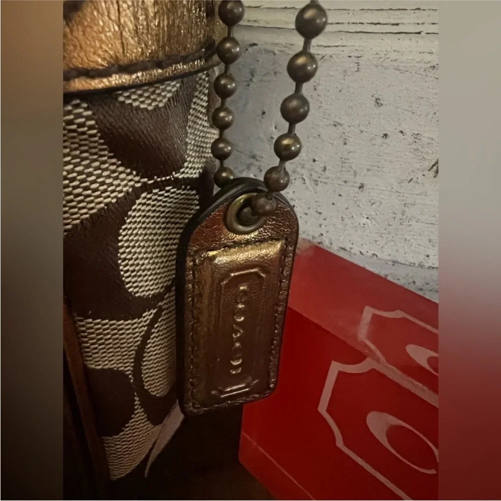 Coach Gold Monogram Metallic Trim Signature Crossbody and Small Wallet Set - Picture 13 of 17